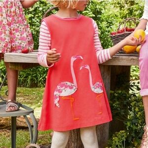 Mini Boden Sleeveless Applique Flamingo Dress